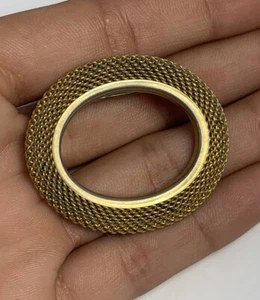 Broche de alfiler ovalado redondo de trabajo de malla en tono dorado de colección - Imagen 1 de 3