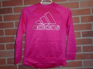ADIDAS GIRLS PINK LIGHT HOODIE SWEATSHIRT SIZE M 10/12 - Picture 1 of 5
