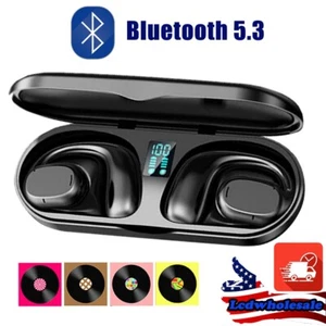 Sweatproof Wireless Bluetooth 5.3 Earhook Headphones Sport Gym For iPhone iPad - Picture 1 of 15