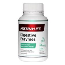 Nutra-Life Digestive Enzymes 60 Capsules Triple Action Digestive Support Vegan