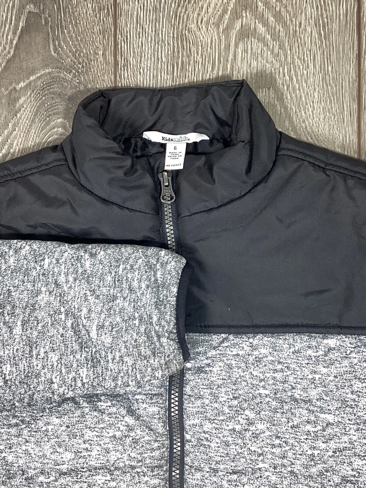 Chaqueta Niños Cuartel General 6 Gris Negro Puffer Unisex Cálida Foto 1 de 4