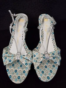 JUICY COUTURE Cecil Blue Mosaic Sandals Wedge Womens Size 5.5 NEW - Picture 1 of 4