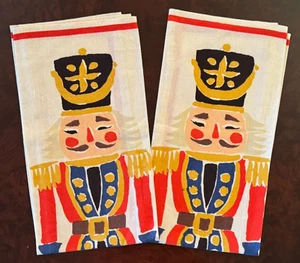 2 Mahagoni Weihnachten Handtücher mit hohen Nussknackern A307 - Bild 1 von 5