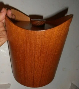 VTG MCM Servex Swedish Ice Bucket Teak Bent Wood UNMARKED Denmark - Bild 1 von 6