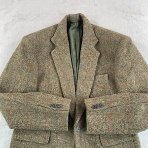 Vintage HARRIS TWEED Sport Coat Blazer Men 38R Brown Handwoven Scottish Wool - Picture 1 of 11