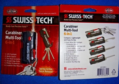 SWISS TECH 6-in-1 CARABINER MULTI-TOOL  KNIFE DRIVER LED FLASHLIGHT KEYCHAIN NEW - Image 1 of 4