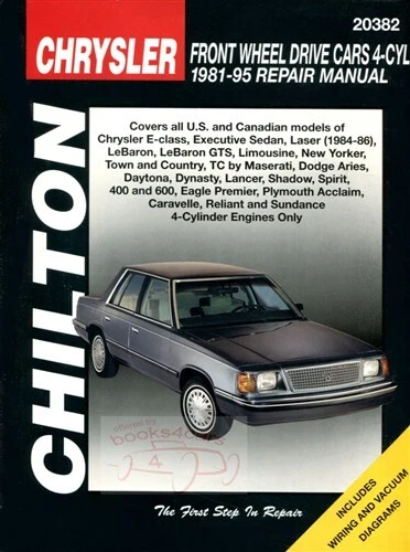 手册服务维修商店 克莱斯勒 道奇 PLYMOUTH CHILTON 书 1981 - 1995 — 第 1/1 张图片