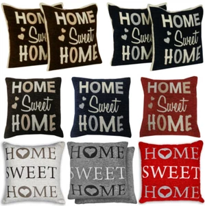 Home Sweet Home Chenille Cushion Covers or Filled Cushions in 4 Colours - Picture 1 of 10