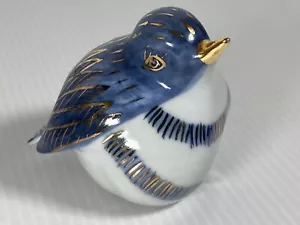 Porzellan Deko Vogel Figuren blau, weiß & gold abgebrochen Flügel - Bild 1 von 11