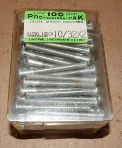 Tornillos de máquina enchapados 10/32 x 2" 100ea Pro Pak Lido C1536 cabezal de ranura EE. UU. 160 M - Imagen 1 de 6