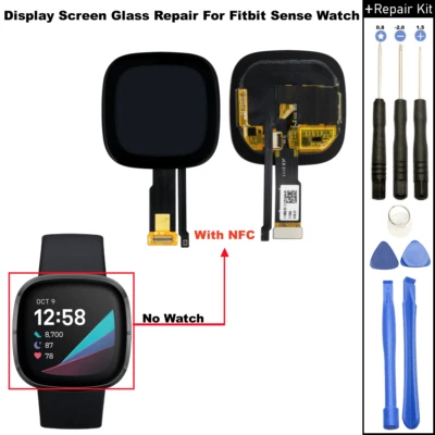 For Fitbit Sense With NFC GPS Watch LCD Screen Display Glass Replacement Repair