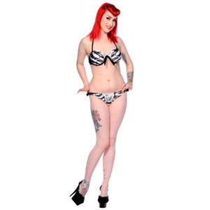 Banned Gothic Goth Punk Bikini Badeanzug - Skelett Knochen Brustkorb Skeleton  - Bild 1 von 3