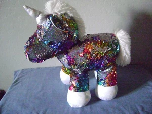 🦄Unicorno interamericano con paillettes e criniera bianca peluche - Foto 1 di 12