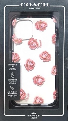 Coach Case Dreamy Peony Clear Glitter iPhone 11 Pro Rose Gold Floral Flowers - Image 1 of 3