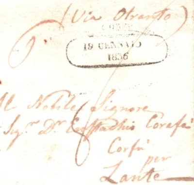 GREECE ISLANDS Zante Destination Cover *CORFU* Transit ex Naples/Otranto XD11 - Image 1 of 4