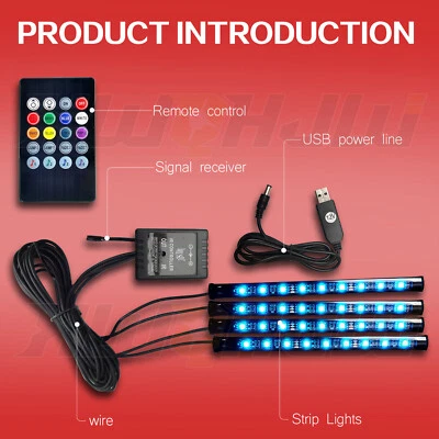 RGB LED Glow Car Interior Lamp Under Dash Footwell Seats Inside Lighting USB - Image 1 of 4