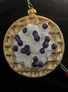 Blueberry Waffle Large 4” Blown Glass Ornament NWT - Picture 1 of 2
