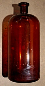 Large Rare Vintage Amber Antique Glass Bottle With Air Bubbles Pre-1920 Bottle - Picture 1 of 6