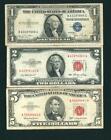 ((three Notes)) $1 / $2 / $5 1935 / 1953 /1963 Silver Certificate /united States