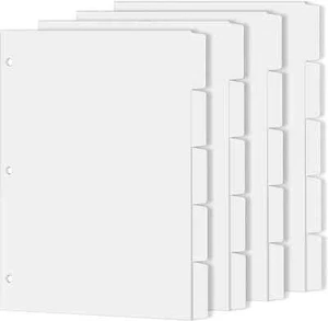 Binder Dividers for 3 Ring Binder, 1/5 Cut Tabs, Letter Size, Blank Write on Pag - Picture 1 of 6