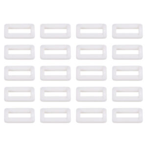 5/8 Inch Rectangle Buckle, 100 Pack Plastic Webbing Strap Fastener, White