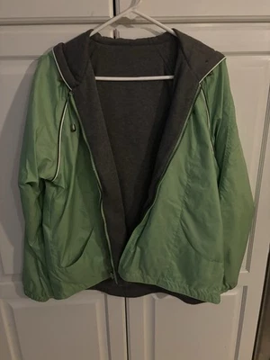 Chaqueta Universal Studios Mujer Verde Gris Reversible Con Capucha Talla M Foto 1 de 4