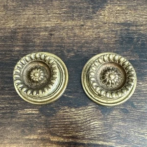 Drexel Triune Autumn Haze Dresser Drawer Knobs 2 Brass Pulls Vintage Handles MCM - Picture 1 of 15