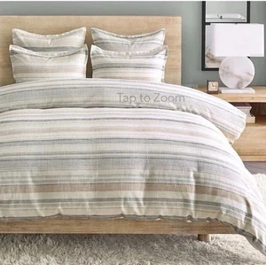 Copripiumino Pottery Barn Clayton a righe in cotone tono neutro King/Cal King - Foto 1 di 8