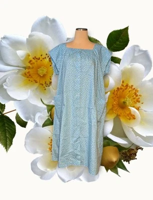 Vestido de casa K-MART ROSA K azul floral PERLA BROCHE DE PRESIÓN botón sin mangas para mujer grande Foto 1 de 4