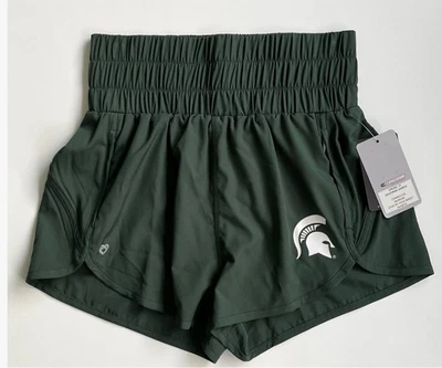 Michigan State Spartans Green Colosseum Stretch High Waist Shorts Women's S NEW - Image 1 of 4