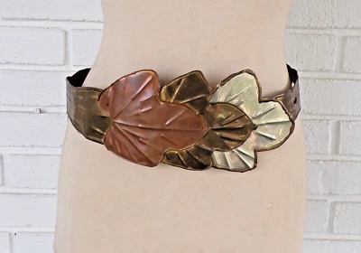 Vintage Artisan Statement Belt Womens Mixed Metals Boho Hipppie - Image 1 of 4