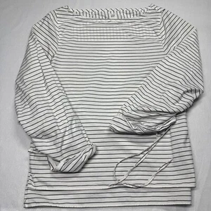 Gap Top Women's XS Black White Stripes 3/4 Sleeve 100% Cotton Summer Lightweight - Picture 1 of 7