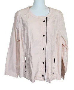 Chicos Jacke Damen 3 oder XL Moto getönt rosa Full Zip Freizeit Baumwolle leicht - Bild 1 von 14