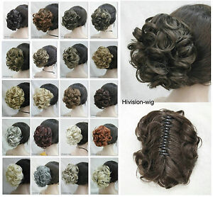 Ladies cospplay Short Curly Wavy claw clip ponytail hair pieces wig 22 colors