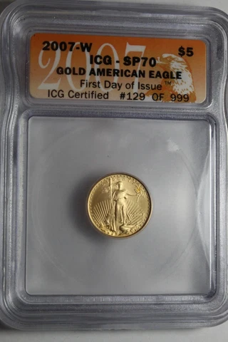 2007 W Gold Eagle $5 ICG First Day Issue SP70 Cover