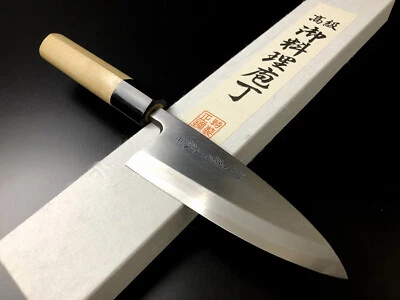  Японский нож шеф-повара ARITSUGU Deba синий стальной кухонный 120 мм 4,72 дюйма ножны N - Изображение 1 из 4