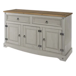 CORE PRODUCTS PREMIUM CORONA GREY WASHED PINE MEDIUM SIDEBOARD BUFFET UNIT - Picture 1 of 1