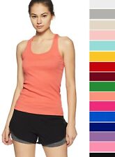 Women's Basic Cotton Tank Top Stretch Fitted Scoop Neck Sleeveless Racerback