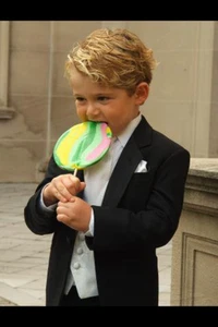 Boys Kid's Toddler Black Tuxedo Coat Lightweight Wool Tux jacket TUXXMAN Sale - Picture 1 of 4