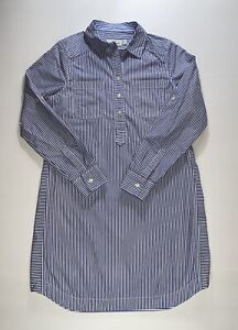Vineyard Vines Sz 4 Women's Striped Margo Collared Shirt Dress Blue White Cotton
