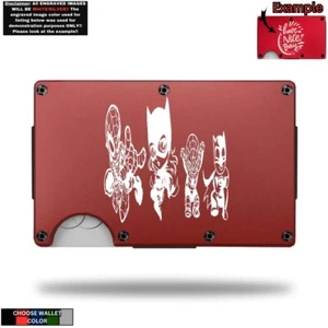 Chibi Spiderman Batgirl Laser Engraved Wallet - Thin Money Clip Wallet - Foto 1 di 10
