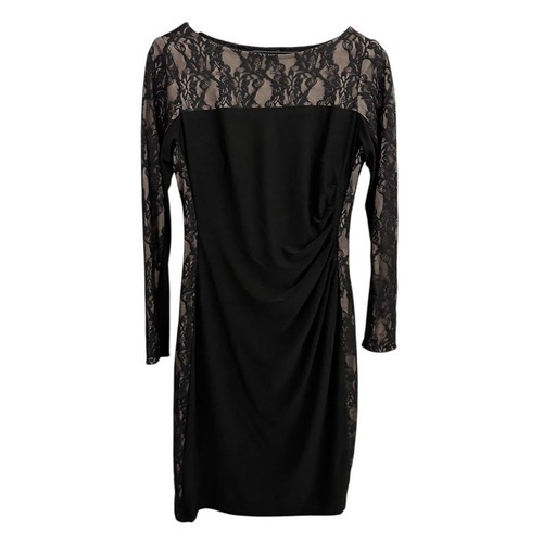 VETEMENTS Abito Chaps pizzo increspato manica lunga lunghezza ginocchio nero taglia media cocktail