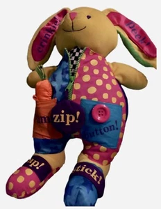 Carter's Kids II Plush Learning Bunny Rabbit Multi-Color Zip Button Snap 16" - Picture 1 of 2