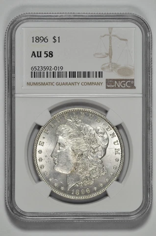 1896 $1 Morgan Silver Dollar NGC AU 58 Cover