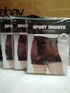 3 Pair Child Standard Sport Shorts Black Fits Up To Size 10 - Picture 1 of 2
