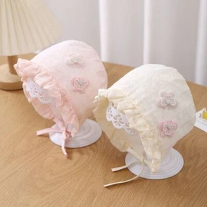 Breathable Newborn Bonnets 0-12M Lace Baby Hat Infant Bonnet for Baby Girl - Picture 1 of 12