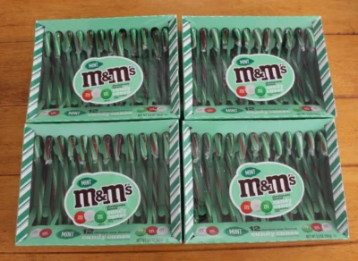 M&M's Chocolate Mint Flavored Candy Canes 4 BOXES (48 Count) LIMITED EDITION! - Image 1 of 4