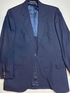 VTG Austin Reed Men's 42 Wool Suit Blue Pin Stripe Ayrshire Union/USA Mint 2pc - Picture 1 of 14