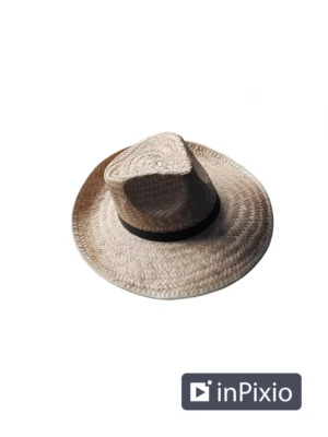 Used Fedora Straw Hat with Black Band circumference-21"   Hat #7 - Image 1 of 3