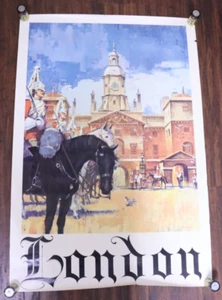 Vintage Retro 1960s London England 25.5 X 37.5" UK Souvenir Litho Travel Poster - Picture 1 of 8